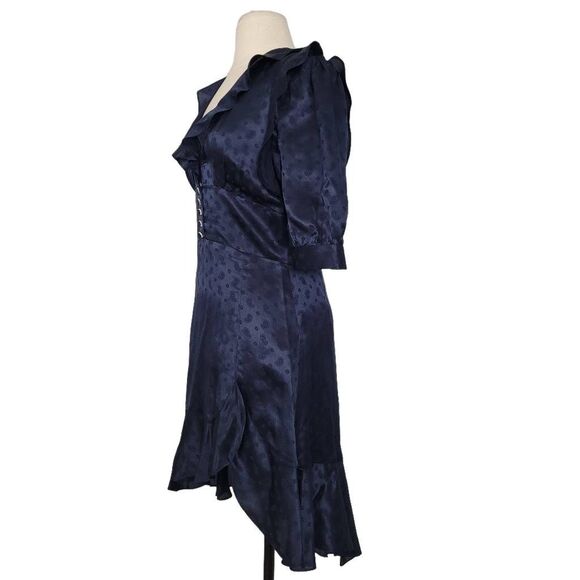 The Kooples Paisley Jacquard Frilly Ruffle Hem Mini Dress Sz 2 Viscose Silk‎ - Picture 5 of 12